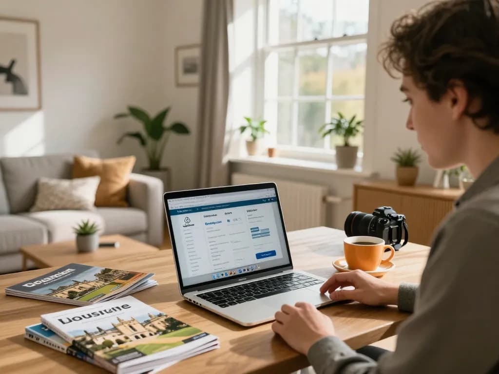Local host discussing airbnb management oxford with a property manager in a cozy Oxford living room.