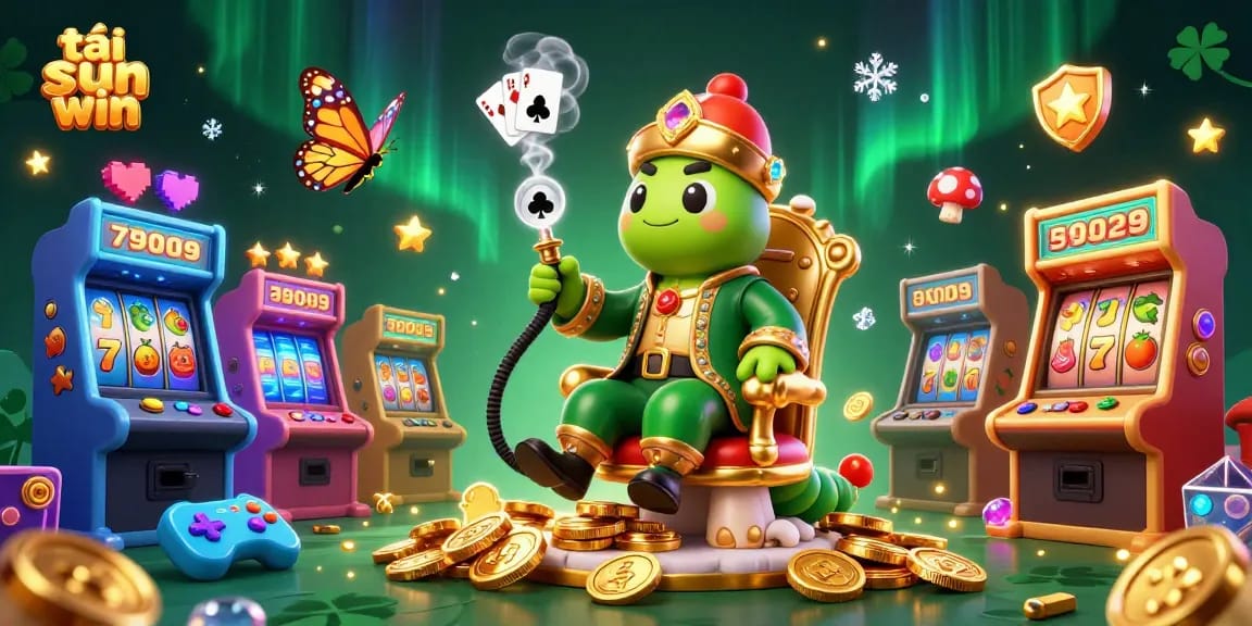 Experience the excitement of tải sun win with a vibrant 3D cartoon casino scene featuring a caterpillar master.