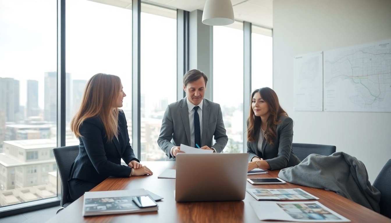 Immobilienmakler Frankfurt Ginnheim berät Kunden in modernem Büro mit professioneller Atmosphäre.