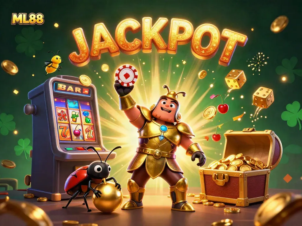 Experience the thrill of winning with ML88 in this vibrant 3D casino scene full of excitement and action.
