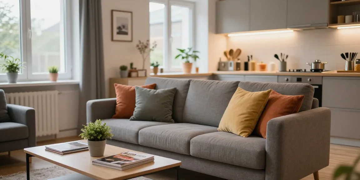 Moderne Monteurwohnung Hannover mit gemütlichem Interieur und voll ausgestatteter Küche.