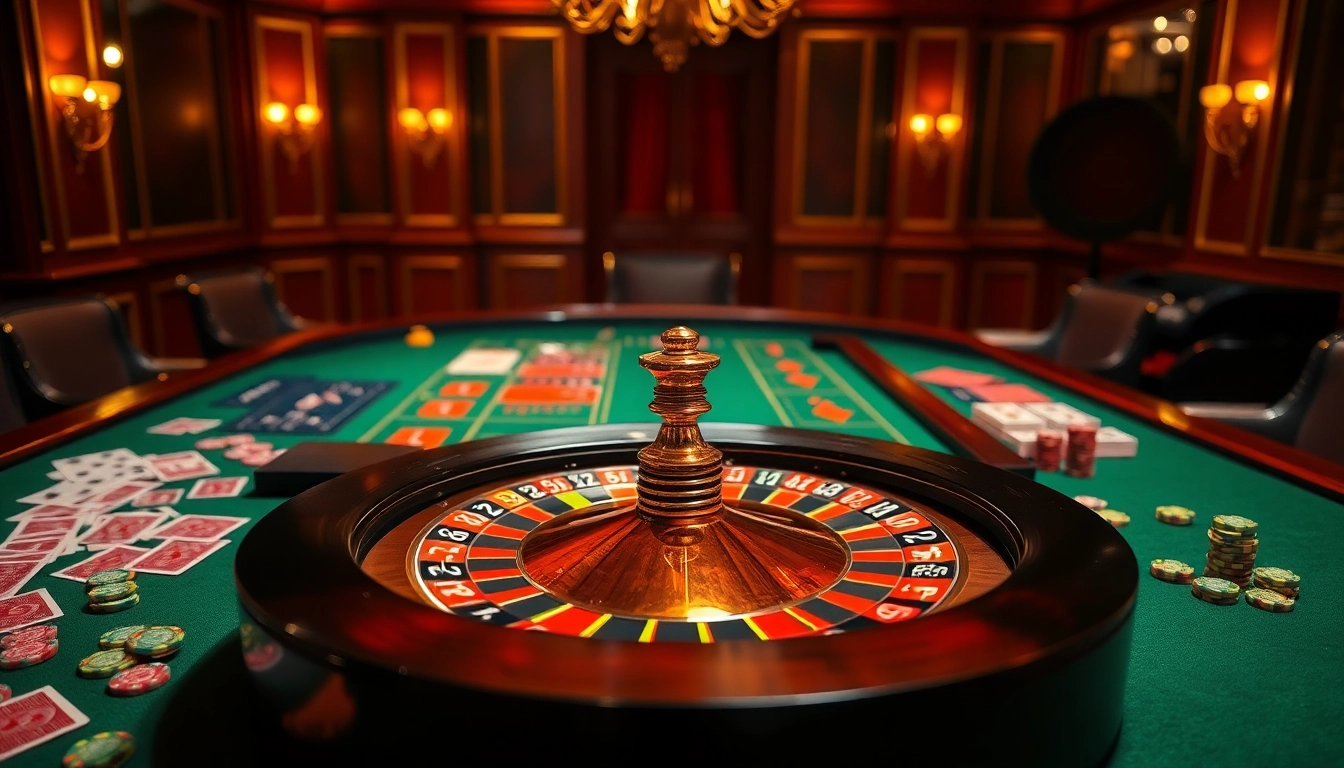 Erleben Sie das casinospielen am aufregenden Roulette-Tisch mit leuchtenden Chips und lebhaften Karten.
