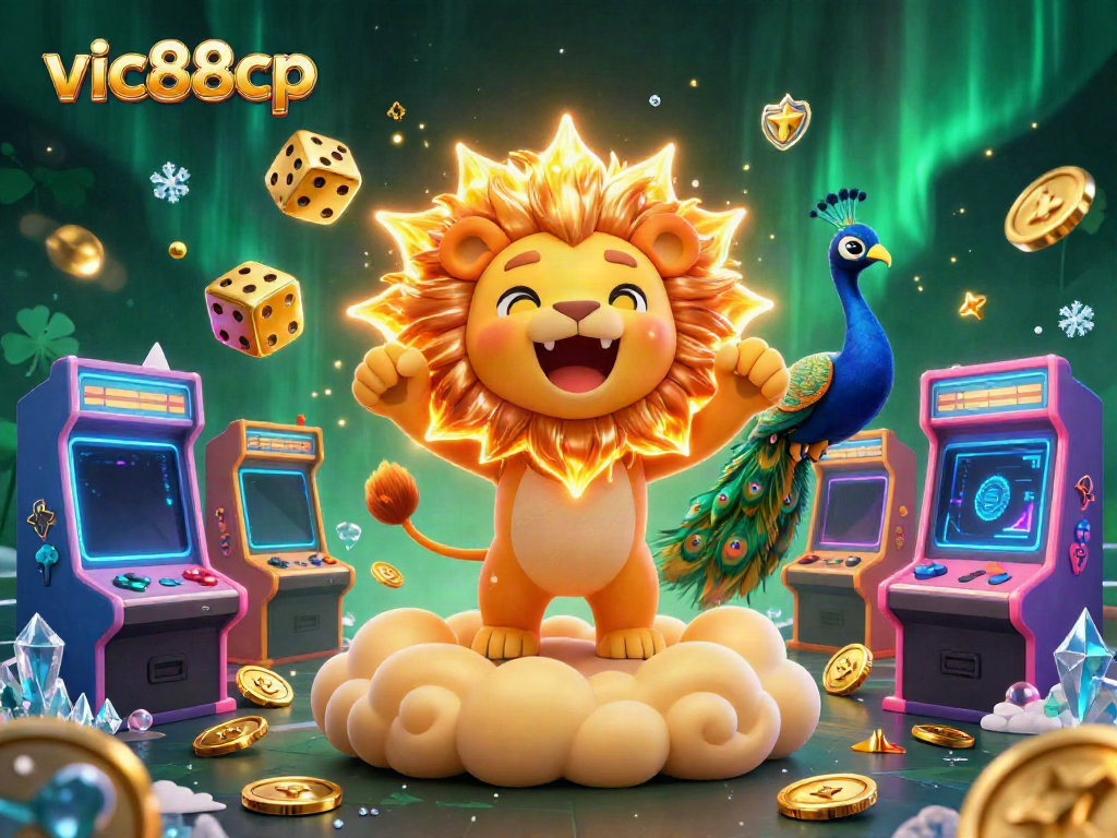 Try your luck with vic88cp, featuring a roaring lion and golden dice in an exciting casino scene.