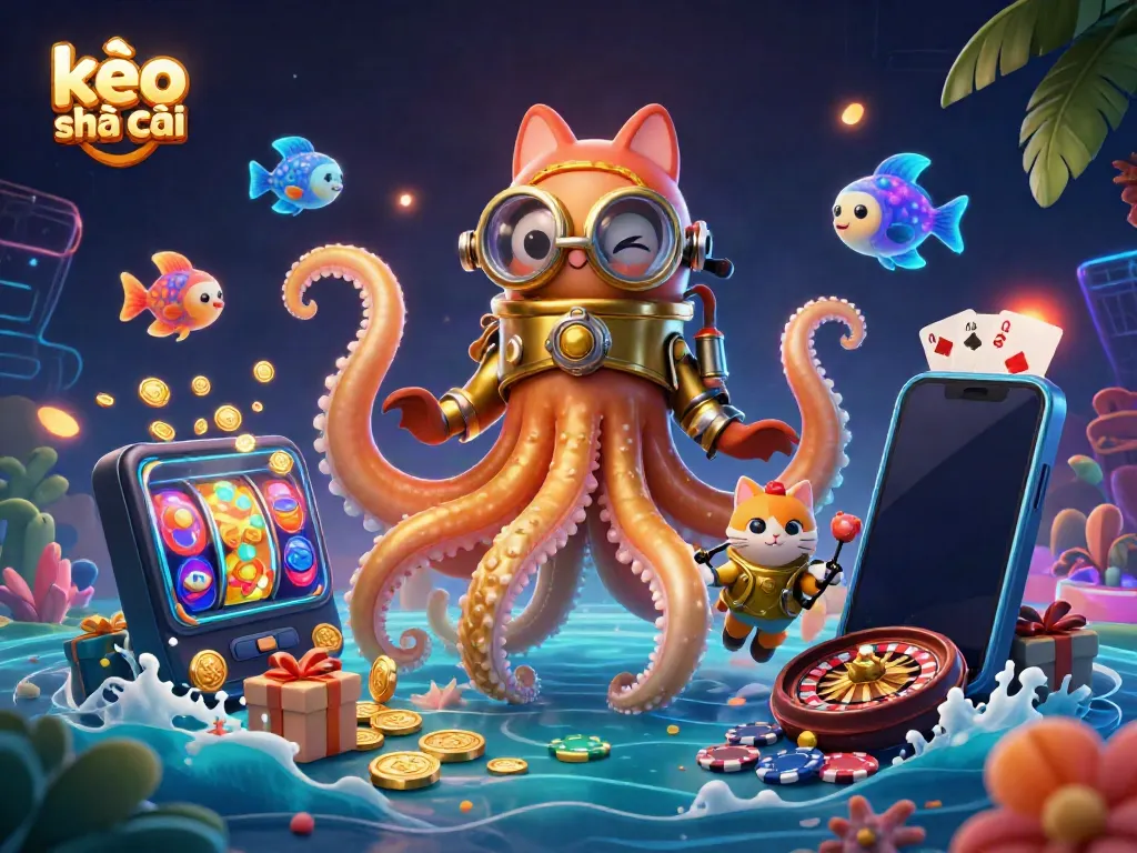 Win exciting battles with kèo nhà cái while diving into a treasure-filled ocean scene.