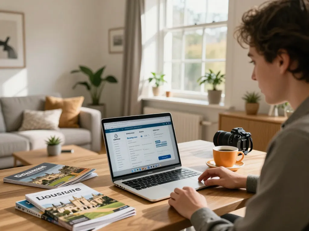 Local host discussing airbnb management oxford with a property manager in a cozy Oxford living room.