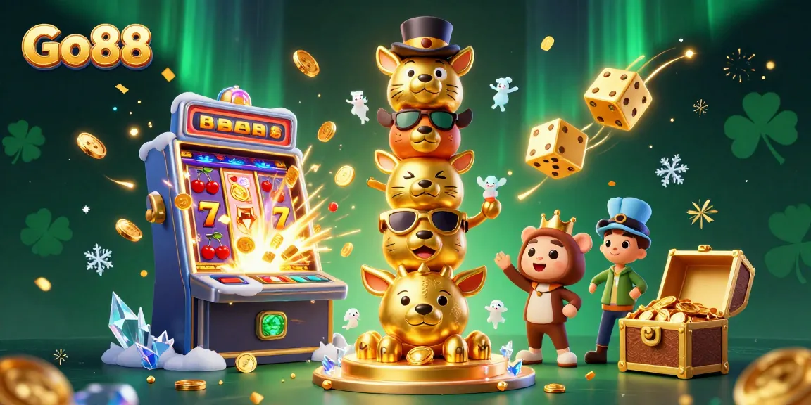 Experience Go88's vibrant gaming with a totem and energetic casino elements in a stunning illustration.