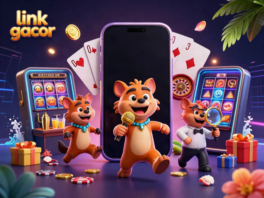 Experience the thrills of link gacor with vibrant casino fun, featuring hyenas in a comedic casino scene.